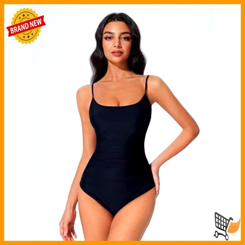 Tummy Control One Piece Swimsuit Crisscross Backless Retro High Waisted - Picture 5 of 7